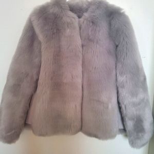 HALOGEN GREY FAUX FUR CAPE